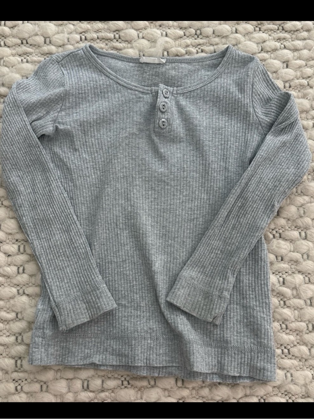 Jamie Kay Ribbed Long Sleeve Henley Top - Light Gray